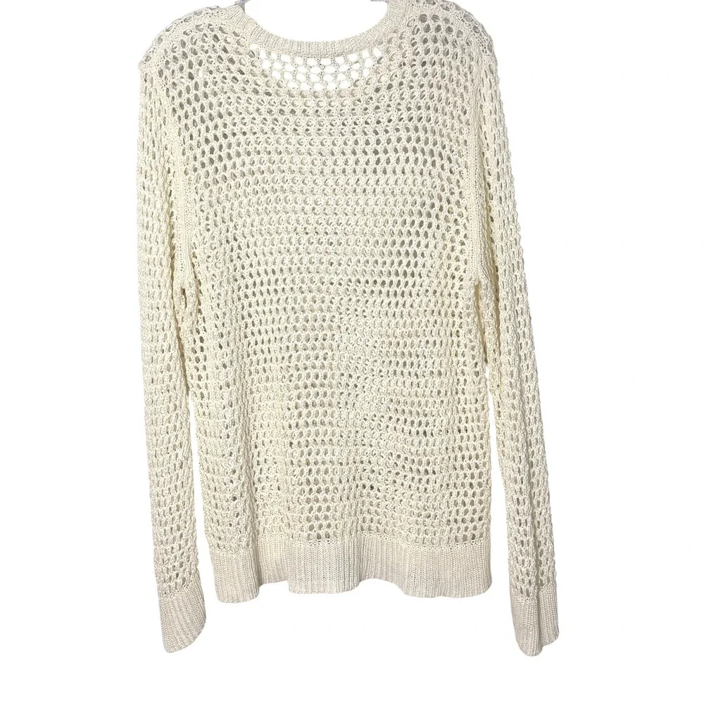 Ann Taylor Womens Open Knit Fisherman Sweater XXL Coastal Euro Summer Beachy - Picture 3 of 10